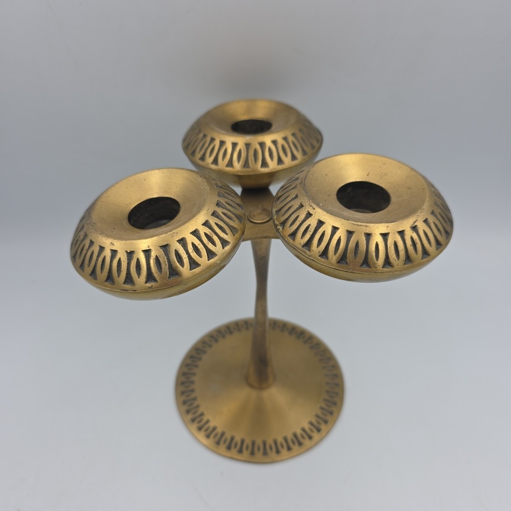 Vintage Jewish Sabbath Prayer Candle Holder Judaica Judaism Israel Heavy Brass